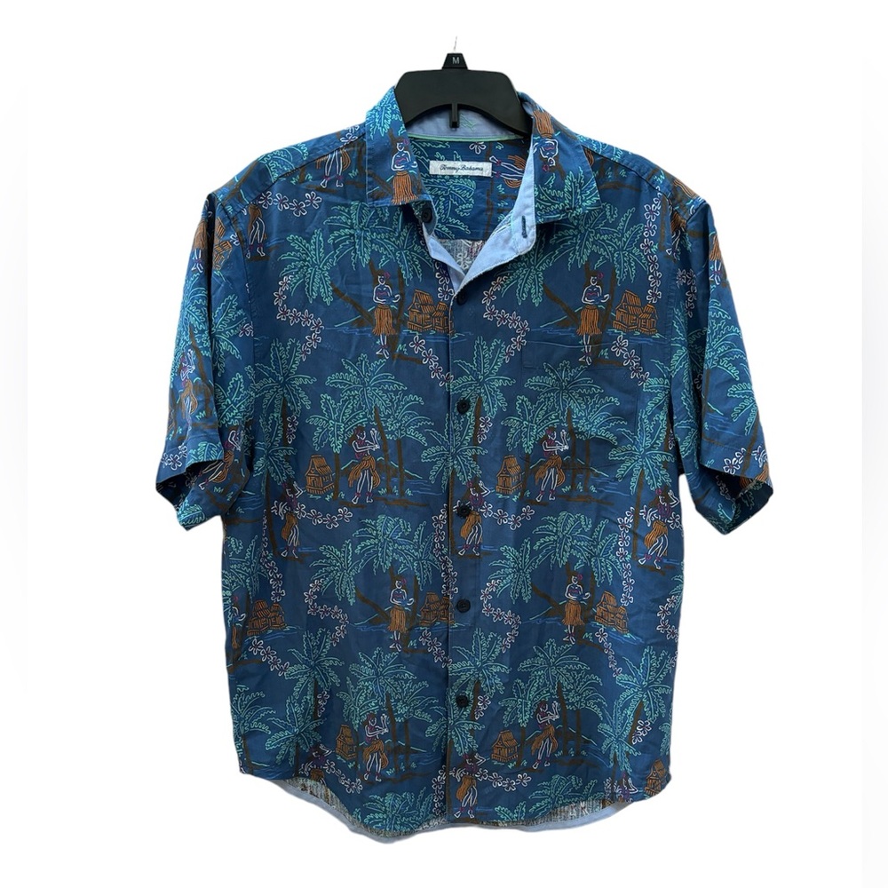 Tommy Bahama Men’s Hula Hideaway Short Sleeve Silk Button-Up Shirt Medium‎